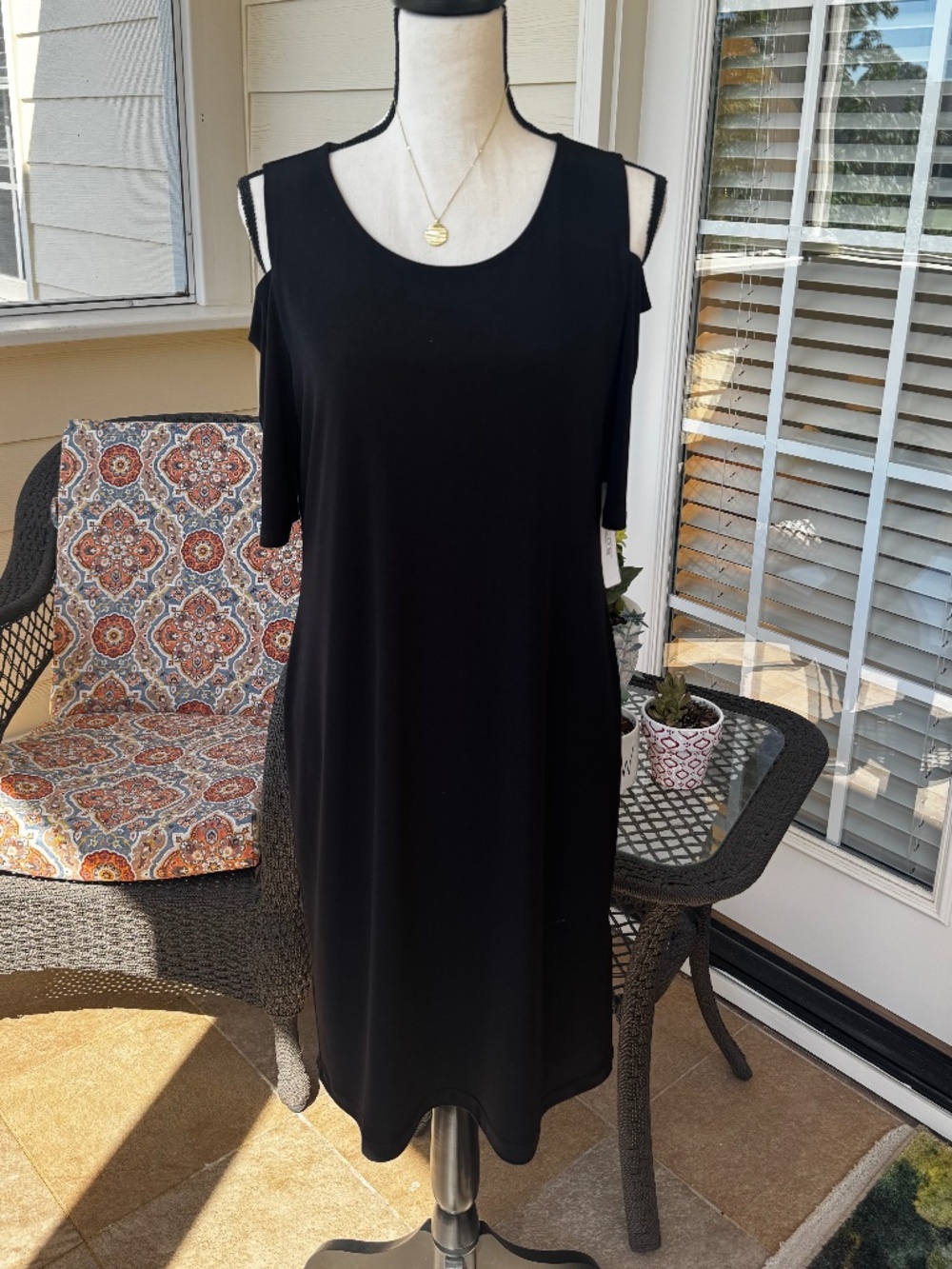 Chicos Black Cold Shoulder Dress NWT - Size 1 (M 8-10)
